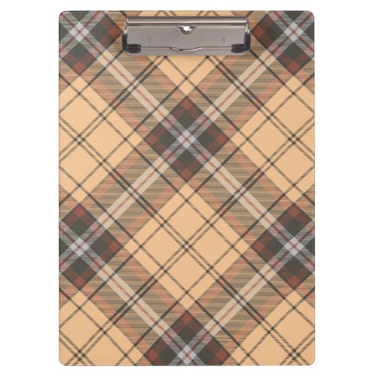 Beige en bruine Tartan Klembord (Voorkant)