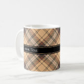 Beige en bruine Tartan Koffiemok (Voorkant links)