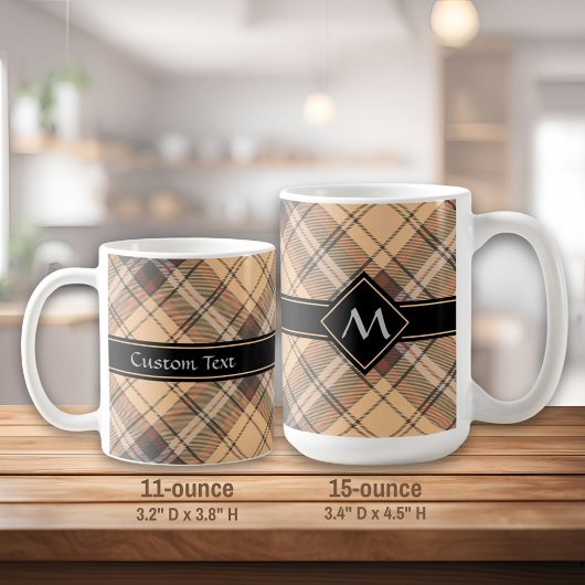 Beige en bruine Tartan Koffiemok