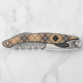 Beige en bruine Tartan Kurkentrekker (Achterkant)