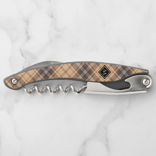 Beige en bruine Tartan Kurkentrekker (Achterkant)