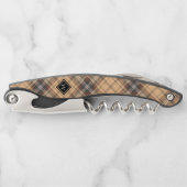 Beige en bruine Tartan Kurkentrekker (Voorkant)