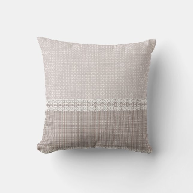 Beige en bruine tartan. kussen (Voorkant)