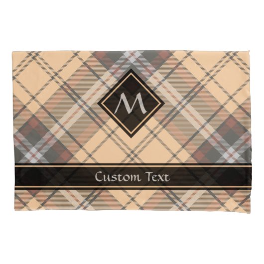 Beige en bruine Tartan Kussensloop (Voorkant)