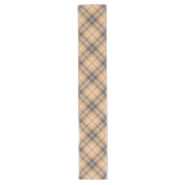 Beige en bruine Tartan Lange Tafelloper (Voorkant)