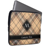 Beige en bruine Tartan Laptop Sleeve (Voorkant Rechts)