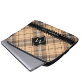 Beige en bruine Tartan Laptop Sleeve (Voorkant onderkant)