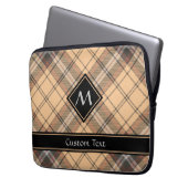 Beige en bruine Tartan Laptop Sleeve (Voorkant Links)