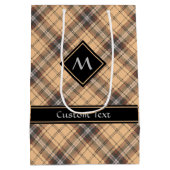 Beige en bruine Tartan Medium Cadeauzakje (Achterkant)