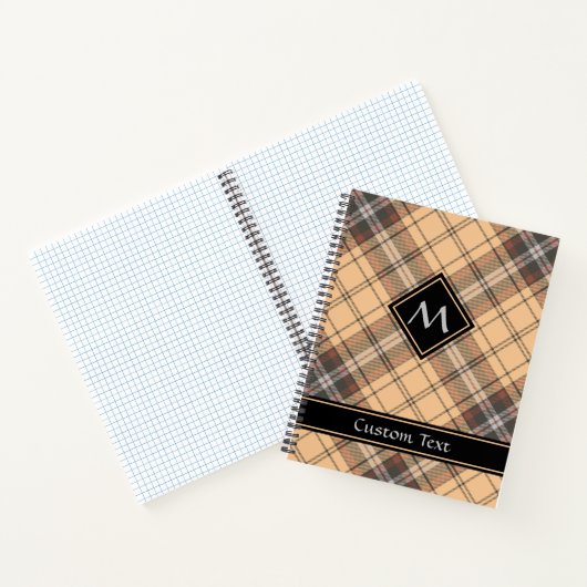 Beige en bruine Tartan Notitieboek (Binnen)