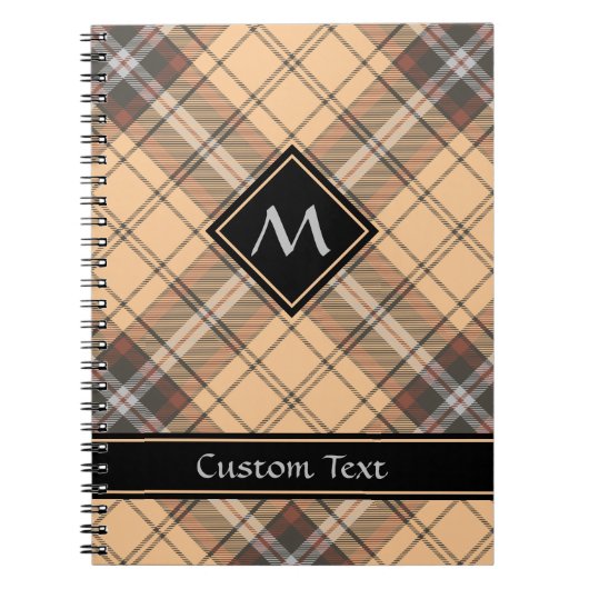 Beige en bruine Tartan Notitieboek (Voorkant)