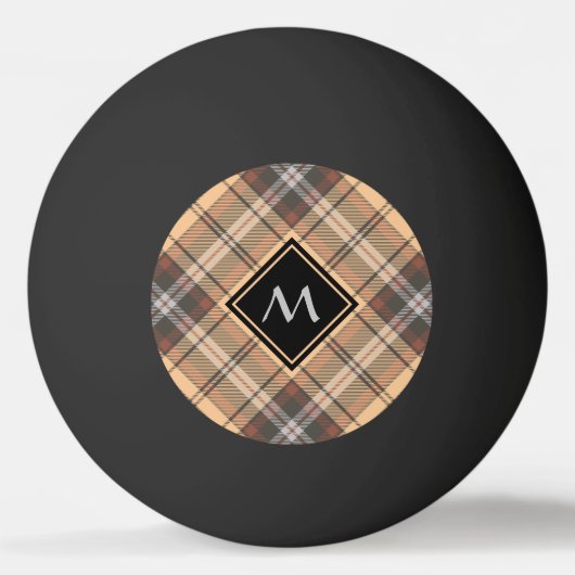 Beige en bruine Tartan Pingpongbal (Voorkant)