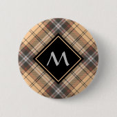 Beige en bruine Tartan Ronde Button 5,7 Cm (Voorkant)