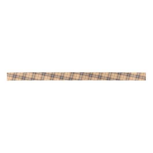 Beige en bruine Tartan Satijnen Lint (Voorkant)