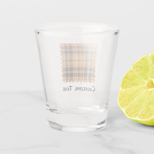 Beige en bruine Tartan Shot Glas (Achterkant)
