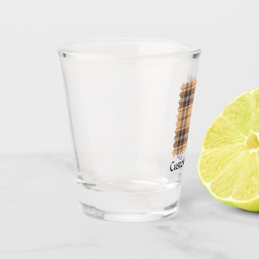 Beige en bruine Tartan Shot Glas (Links)