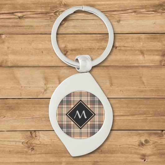Beige en bruine Tartan Sleutelhanger