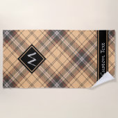 Beige en bruine Tartan Strandlaken (Voorkant)