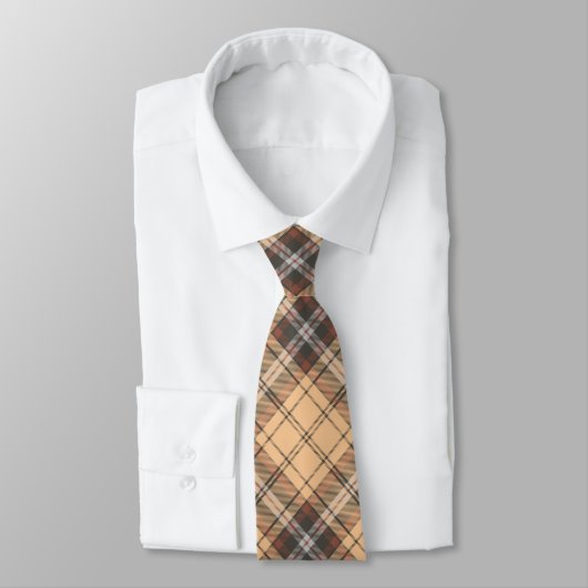 Beige en bruine Tartan Stropdas (Gebonden)