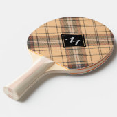 Beige en bruine Tartan Tafeltennisbatje (Voorkant Gekanteld)