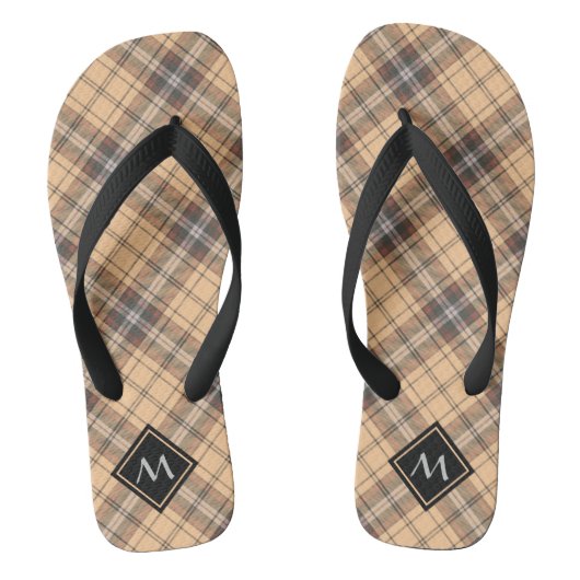 Beige en bruine Tartan Teenslippers (Voetbed)