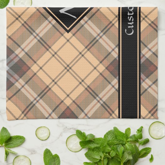 Beige en bruine Tartan Theedoek (Gevouwen)
