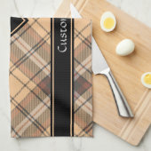 Beige en bruine Tartan Theedoek (Quarter Fold)