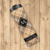 Beige en bruine Tartan Thermosbeker