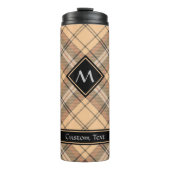 Beige en bruine Tartan Thermosbeker (Voorkant)
