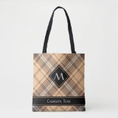 Beige en bruine Tartan Tote Bag (Voorkant)