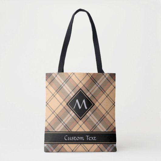 Beige en bruine Tartan Tote Bag (Voorkant)