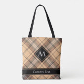 Beige en bruine Tartan Tote Bag (Achterkant)
