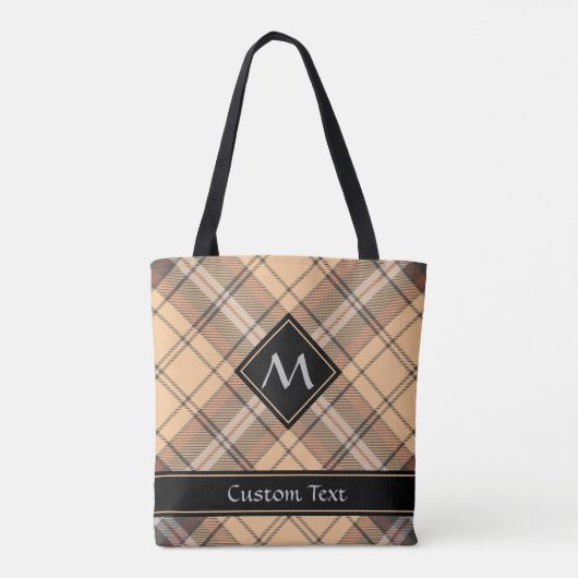 Beige en bruine Tartan Tote Bag (Achterkant)