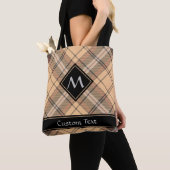 Beige en bruine Tartan Tote Bag (Dichtbij)