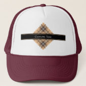 Beige en bruine Tartan Trucker Pet (Voorkant)