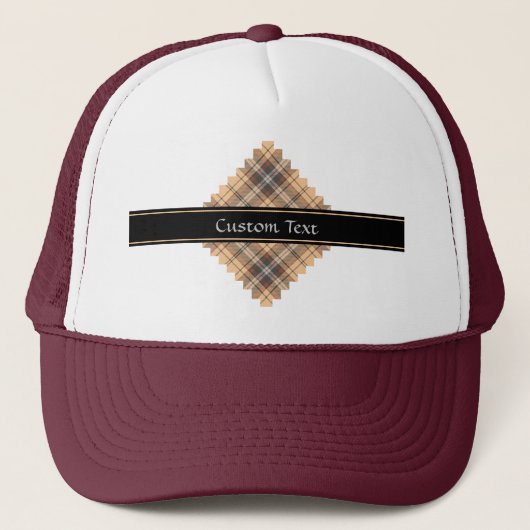 Beige en bruine Tartan Trucker Pet (Voorkant)