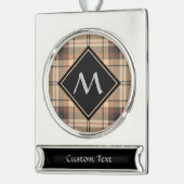 Beige en bruine Tartan Verzilverd Banner Ornament (Links)