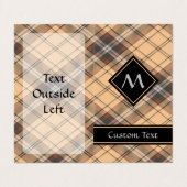 Beige en bruine Tartan Visitekaartje (Buitenkant ongevouwen)