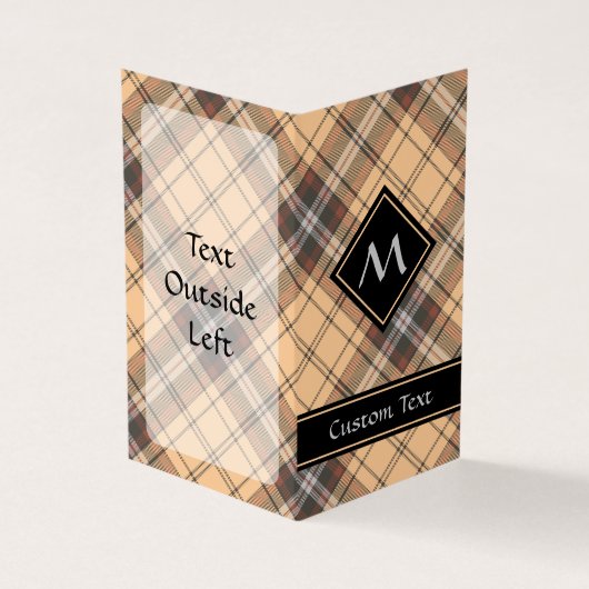 Beige en bruine Tartan Visitekaartje (Buitenkant)