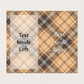 Beige en bruine Tartan Visitekaartje (Binnenkant ongevouwen)