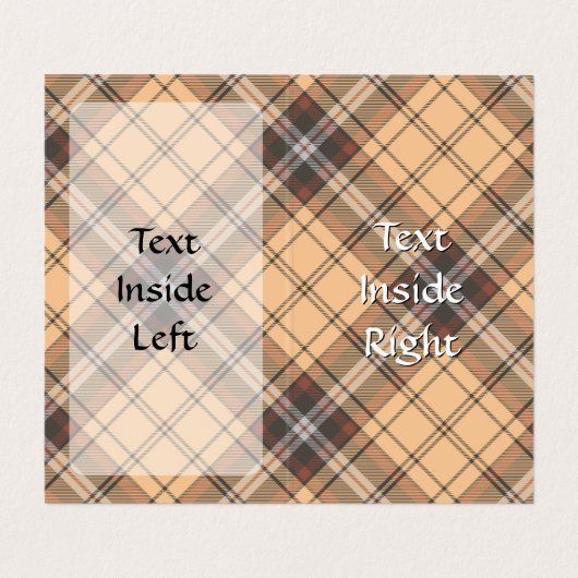 Beige en bruine Tartan Visitekaartje (Binnenkant ongevouwen)