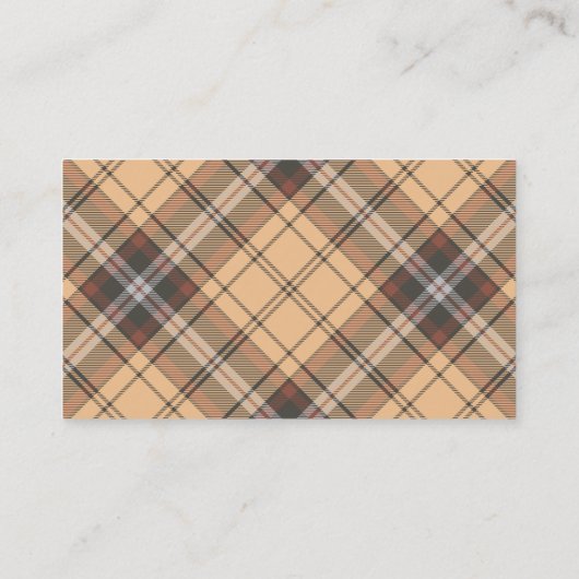 Beige en bruine Tartan Visitekaartje (Achterkant)