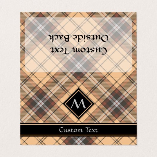 Beige en bruine Tartan Visitekaartje (Buitenkant ongevouwen)