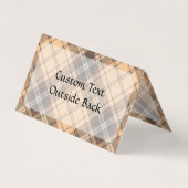 Beige en bruine Tartan Visitekaartje (Achterkant)