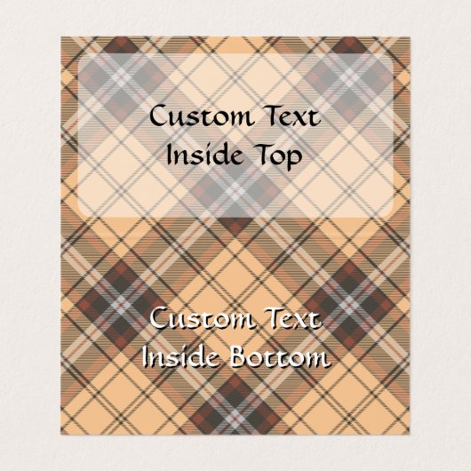 Beige en bruine Tartan Visitekaartje (Binnenkant ongevouwen)