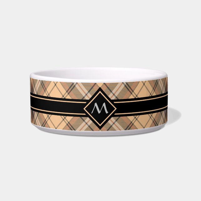 Beige en bruine Tartan Voerbakje (Rechts)