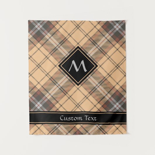 Beige en bruine Tartan Wandkleed (Voorkant)