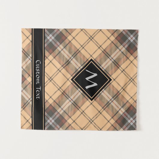 Beige en bruine Tartan Wandkleed (Voorkant (horizontaal))