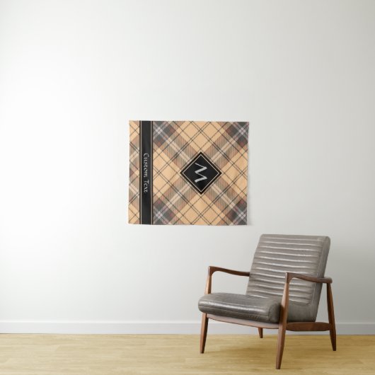Beige en bruine Tartan Wandkleed (In Situ (horizontaal))