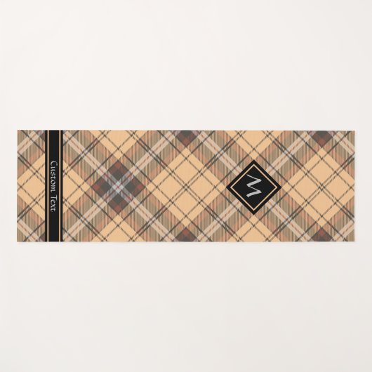 Beige en bruine Tartan Yogamat (Voorkant (horizontaal))